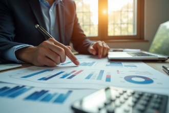 Un professionnel analyse des graphiques financiers au bureau