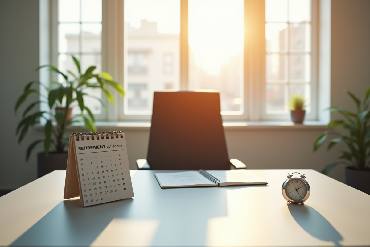Bureau moderne avec chaise vide et calendrier lumineux