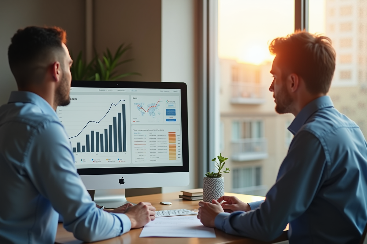 Conseiller financier montrant des graphiques de prêt immobilier