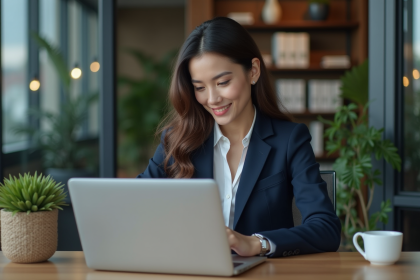 Femme professionnelle analysant des graphiques ETF au bureau