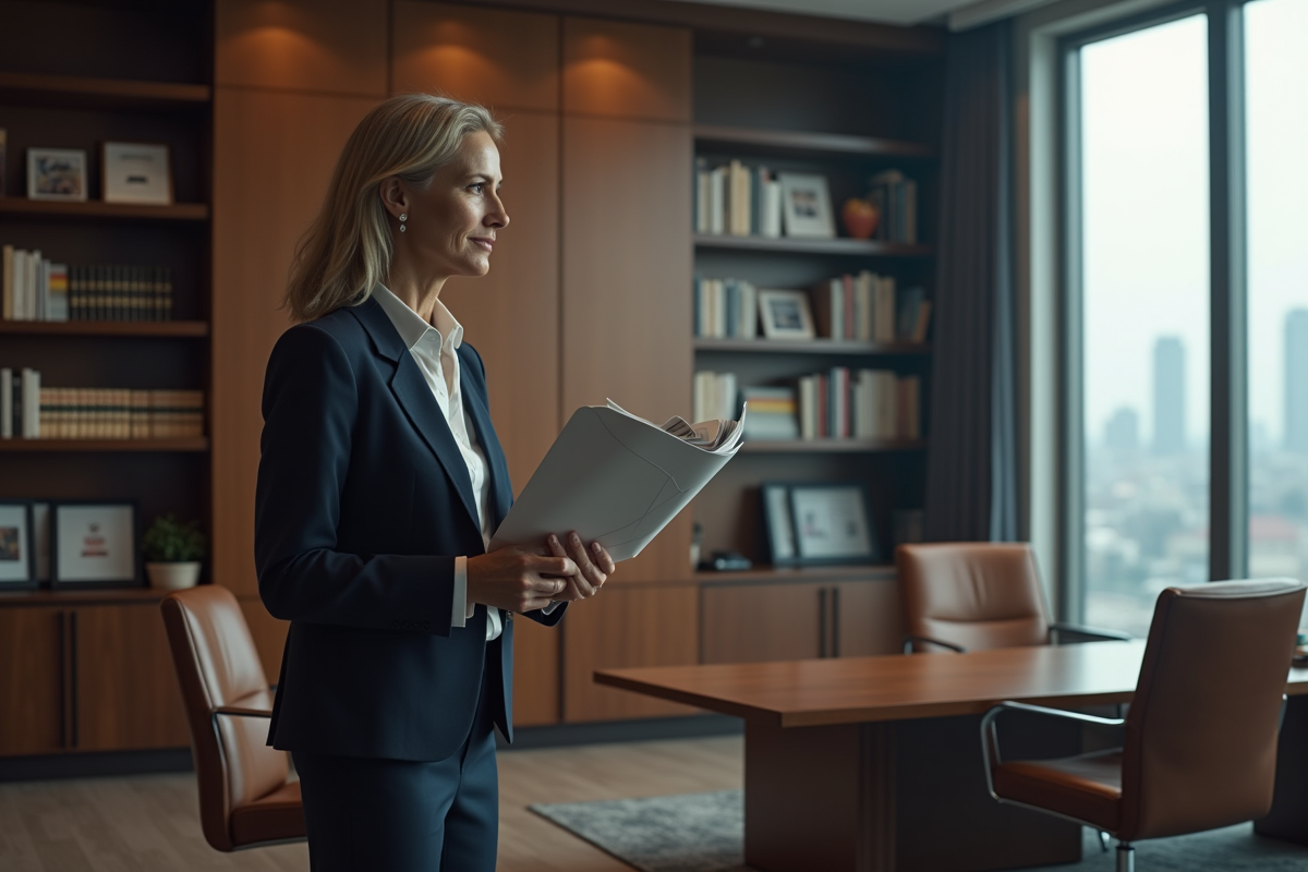 Femme d affaires réfléchissant dans un bureau moderne