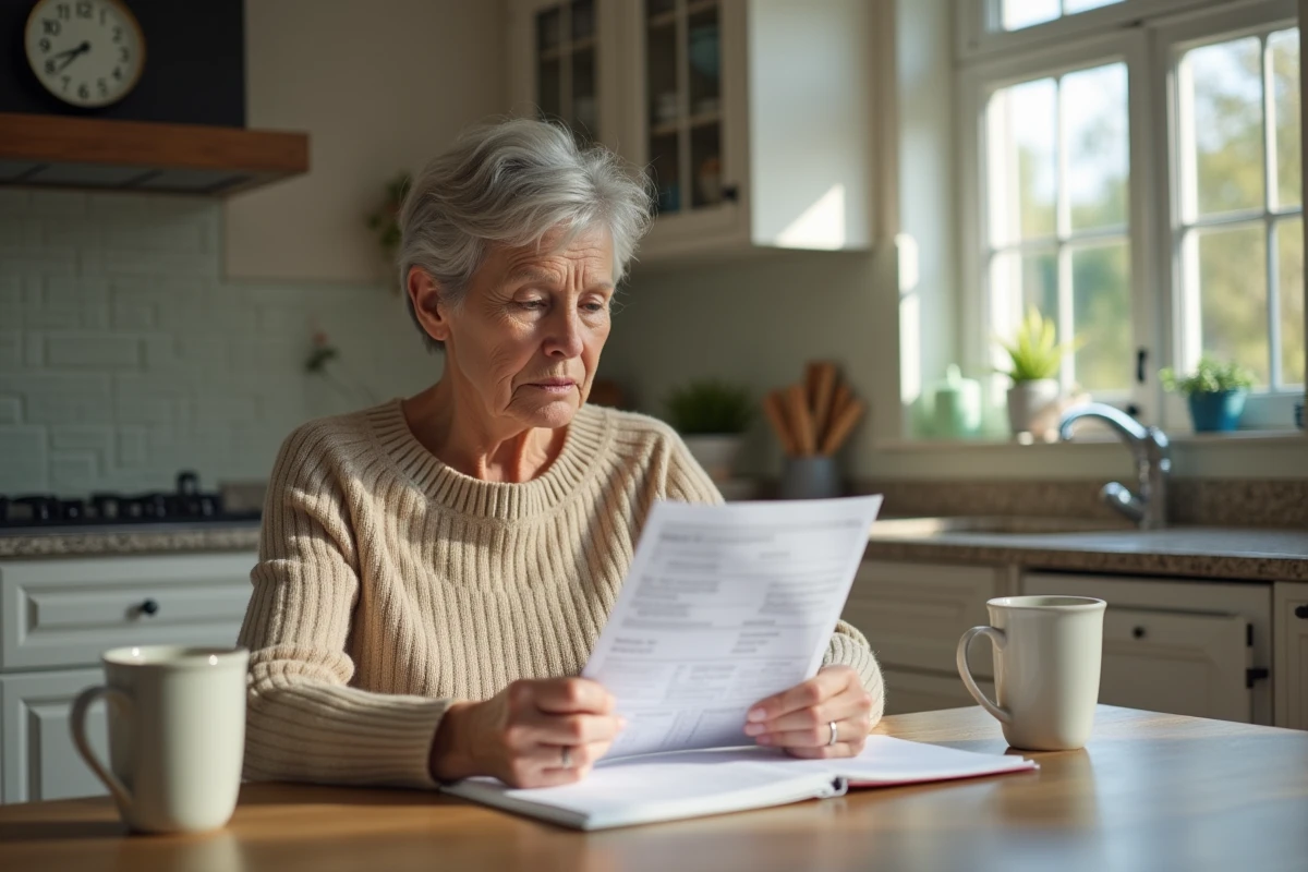 Femme réfléchissant à ses finances à la maison