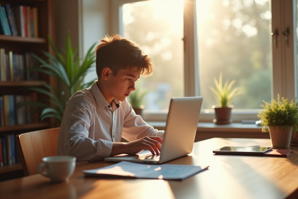 Jeune investisseur débutant utilisant un ordinateur portable pour analyser des graphiques financiers