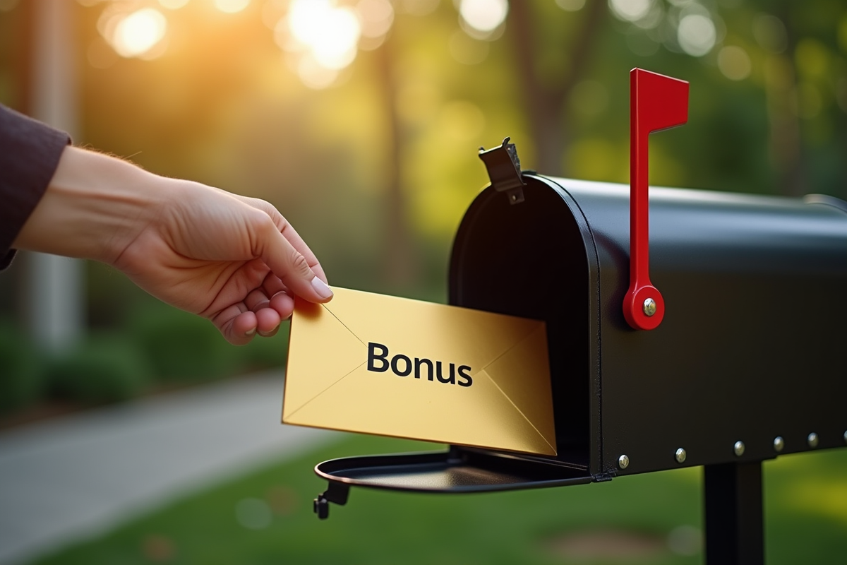 Main recueillant une enveloppe d or dans une boîte aux lettres extérieure