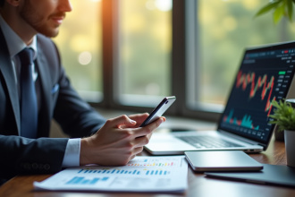 Personne élégante analysant des graphiques financiers au bureau