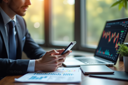 Personne élégante analysant des graphiques financiers au bureau