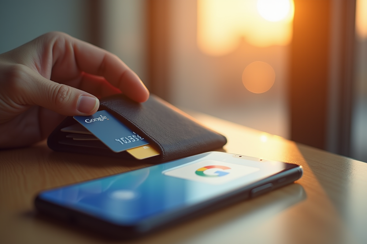 Main insérant une carte dans un porte-cartes RFID en lumière naturelle