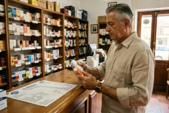 Un homme examine le prix des cigarettes dans un bureau de tabac à La Jonquera, près de la frontière franco-espagnole, face aux nouvelles taxes 2026