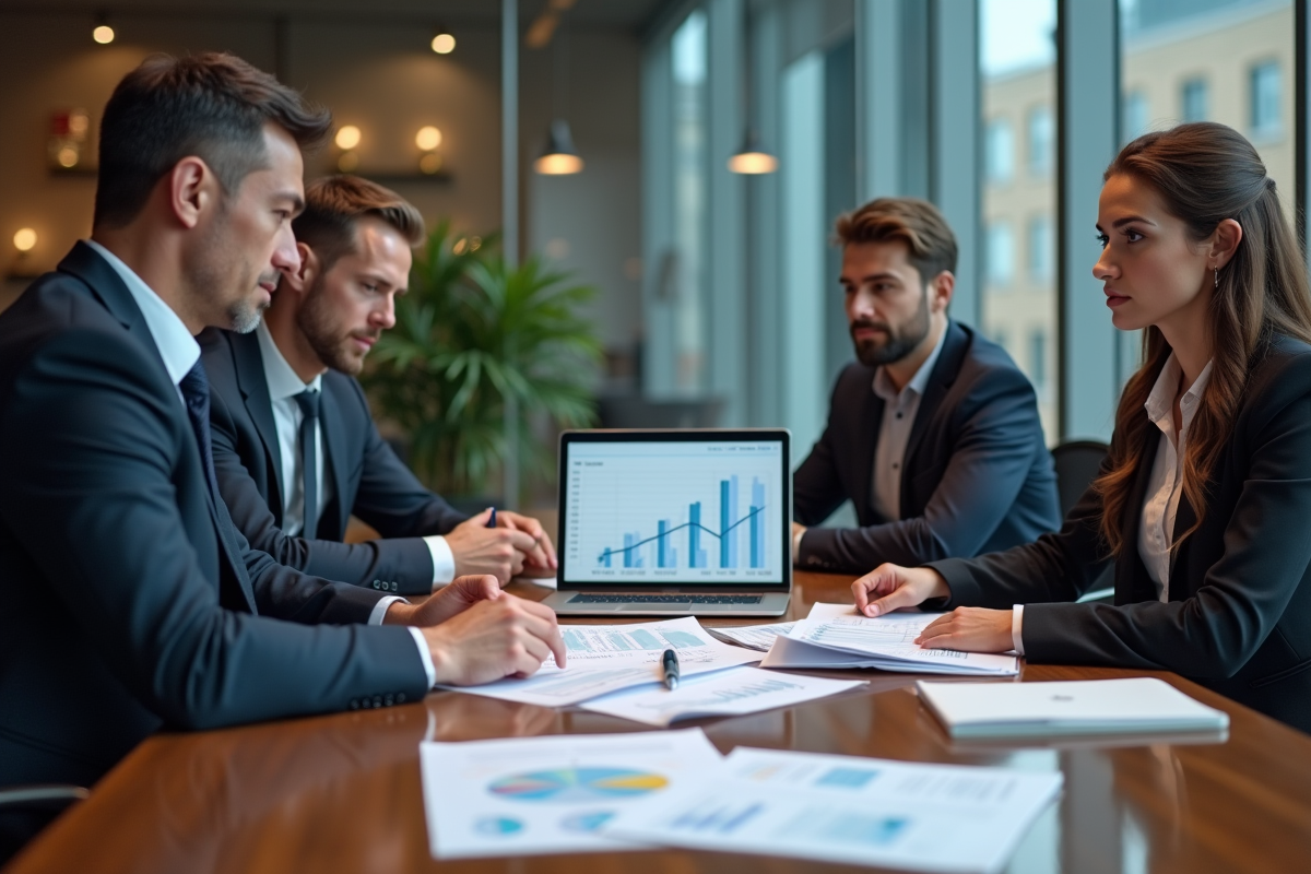 Groupe de managers divers autour d