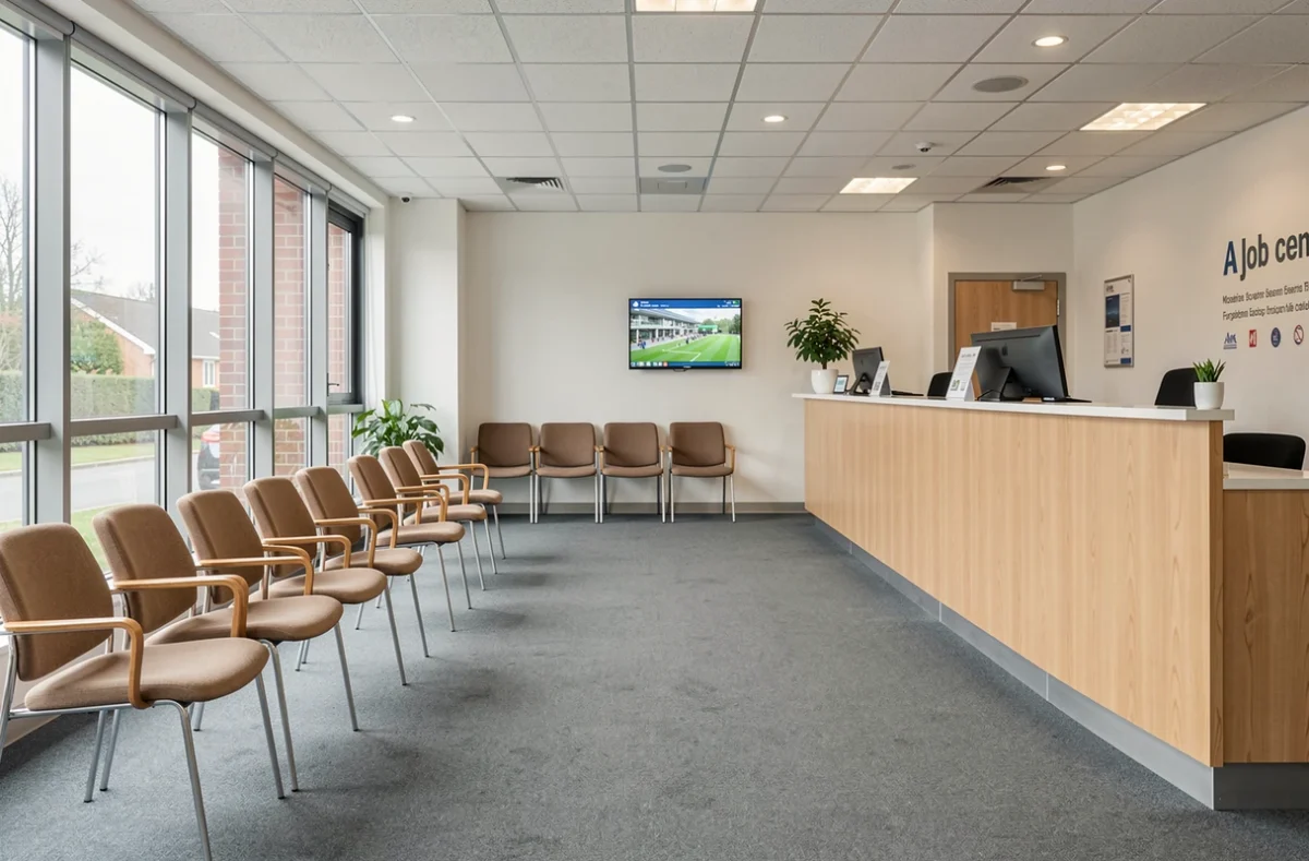 Salle d'attente d'une agence d'accueil des demandeurs d'emploi